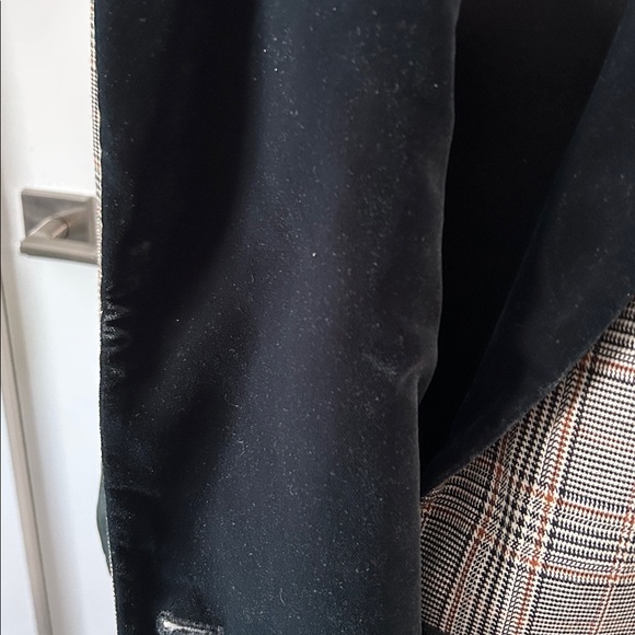 Free People Plaid Velvet Trim Blazer Oversized Boyfriend XS S M - Picture 12 of 16